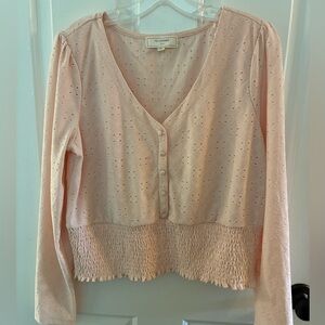 No Comment Women's Pink Eyelet Top